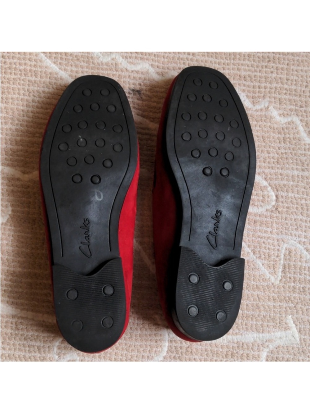 Clarks Red Suede Loafers - Picture 3 of 8